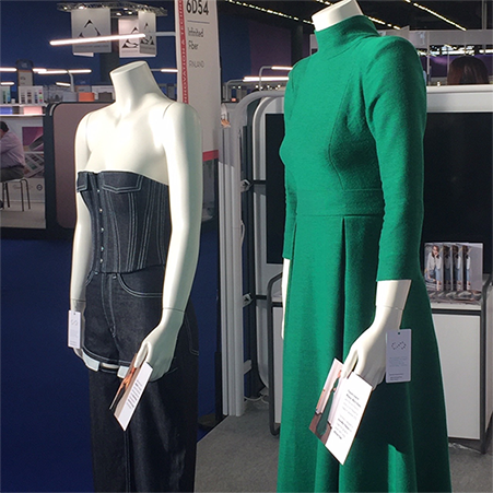 Two mannequins wearing clothes made from IFC fabric